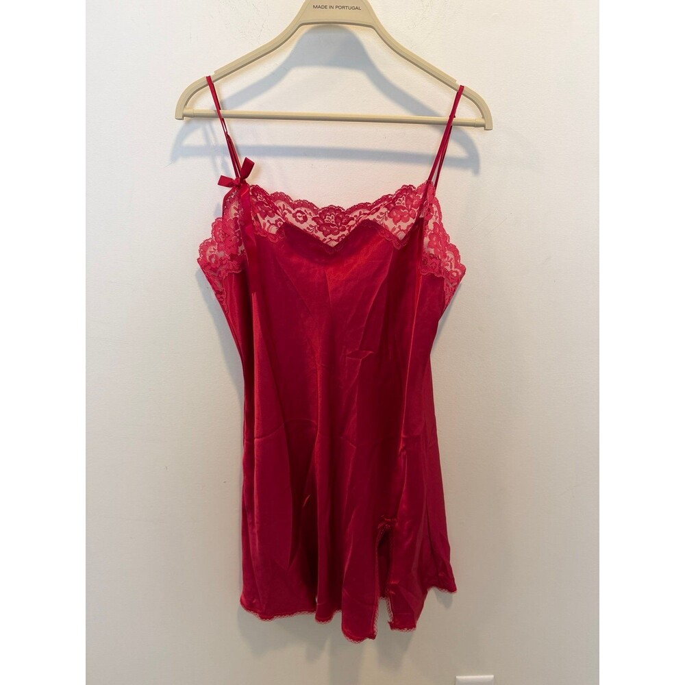 Victoria’s Secret Satin Lace Chemise Slip Dress L Lingerie Nightgown